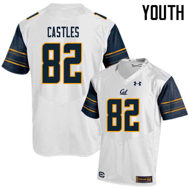 Youth #82 McCallan Castles Cal Bears UA College Football Jerseys Sale-White - Click Image to Close